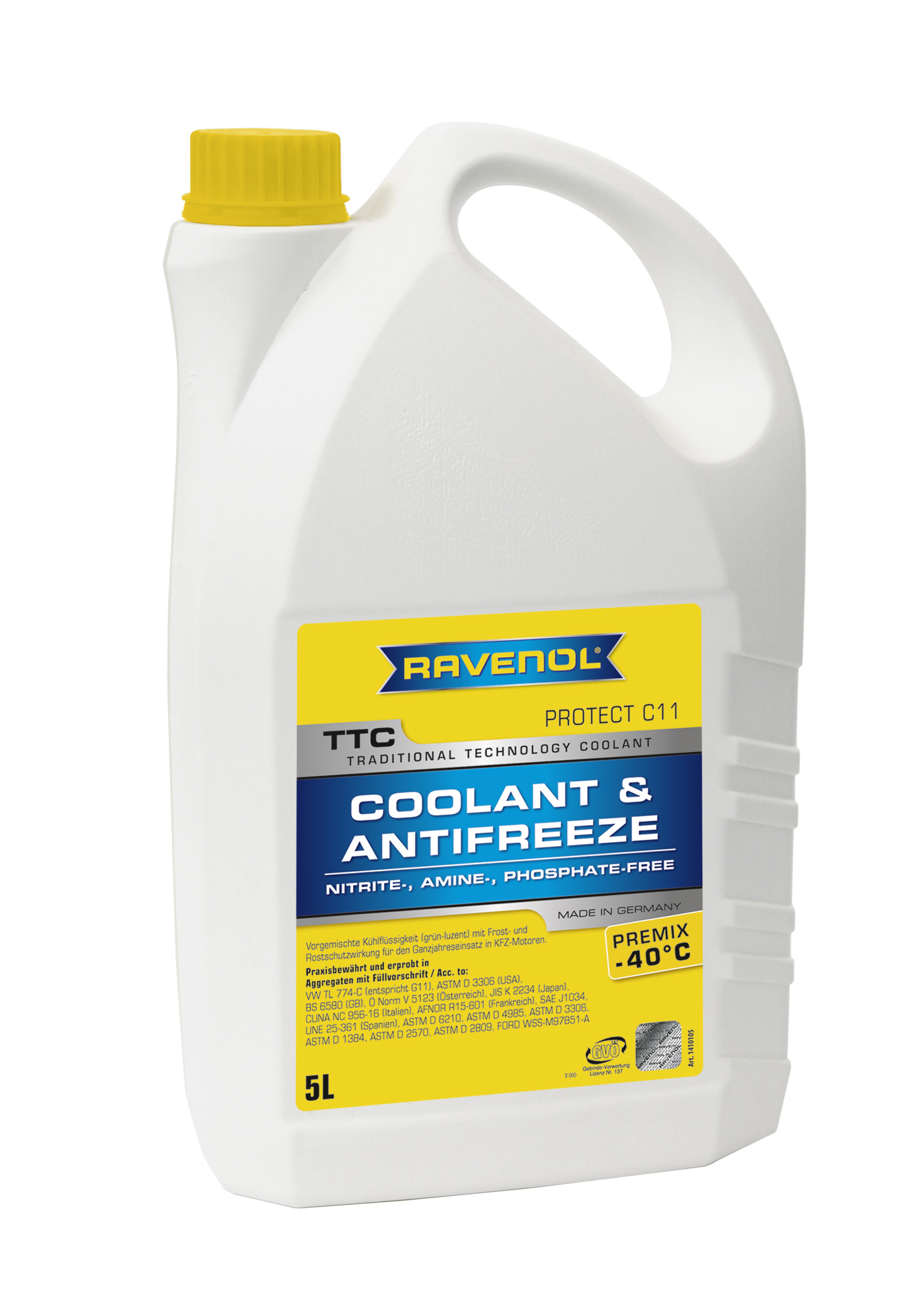 Купить запчасть RAVENOL - 4014835755352 Антифриз готовый к прим. жёлтый TTC Traditional Technology Coolant Premix ( 5л)