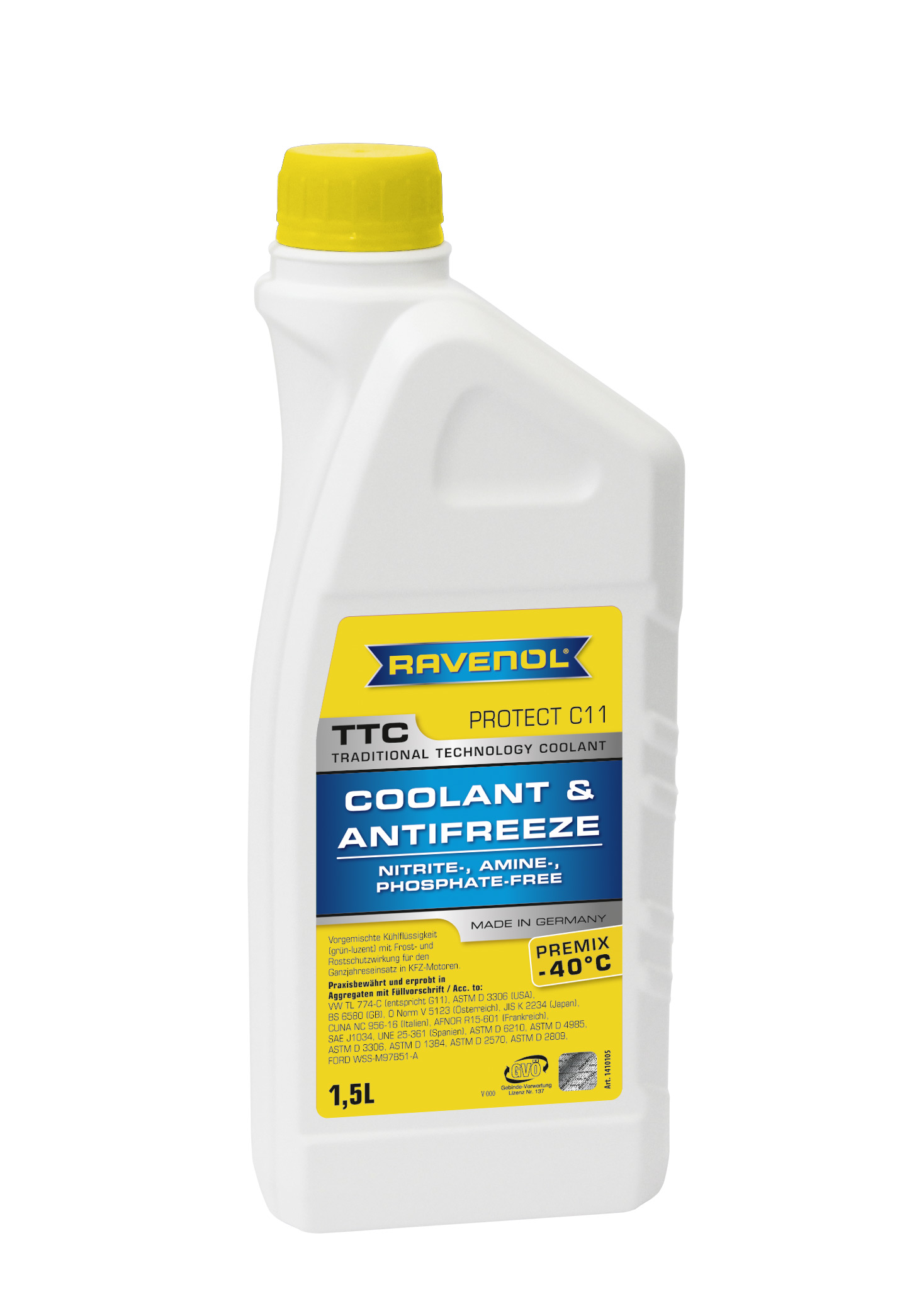 Купить запчасть RAVENOL - 4014835755314 Антифриз готовый к прим. жёлтый TTC Traditional Technology Coolant Premix ( 1,5л)