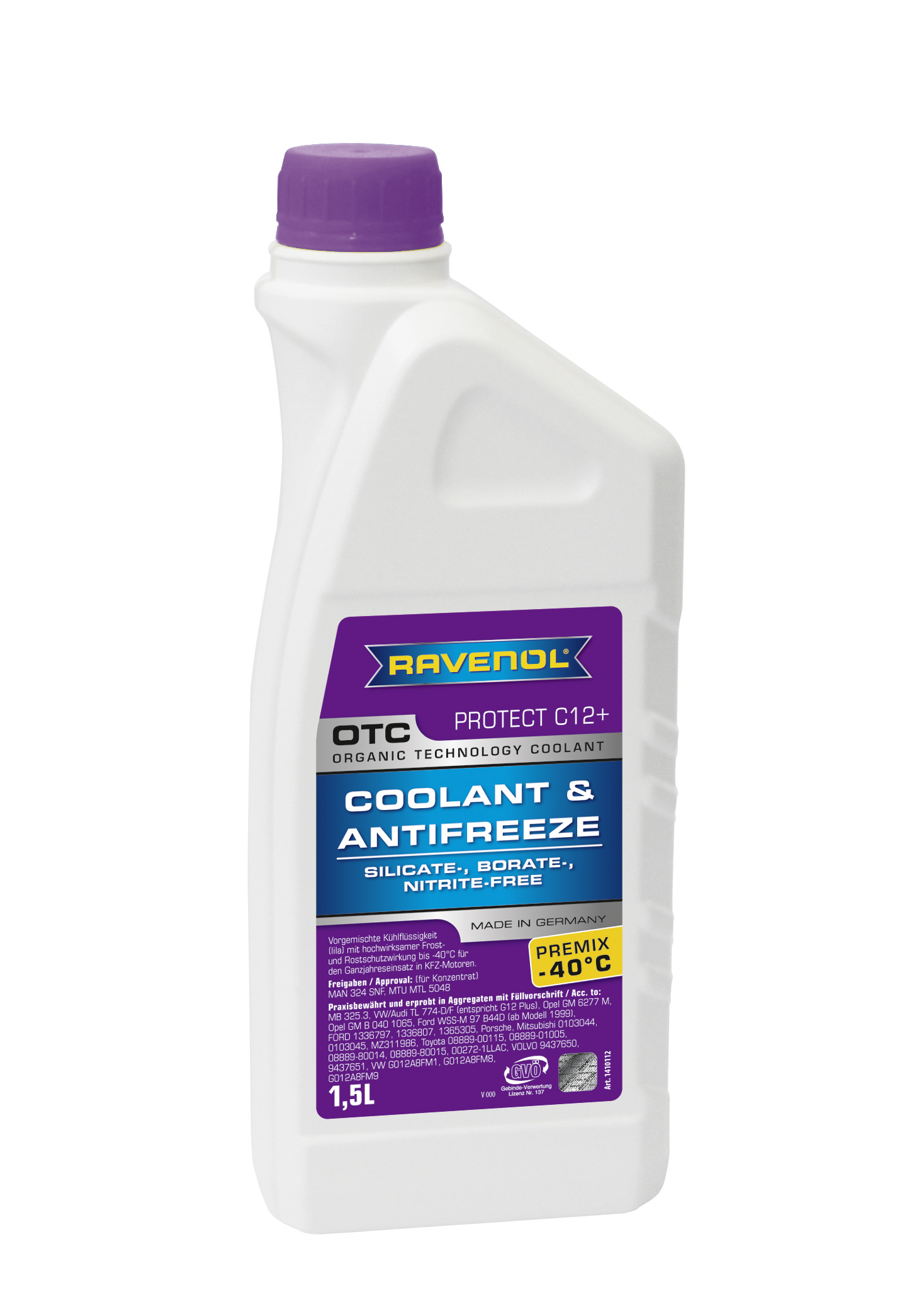 Купить запчасть RAVENOL - 4014835755512 Антифриз готовый к прим. лила OTC Organic Techn.Coolant Premix -40°C ( 1,5л)