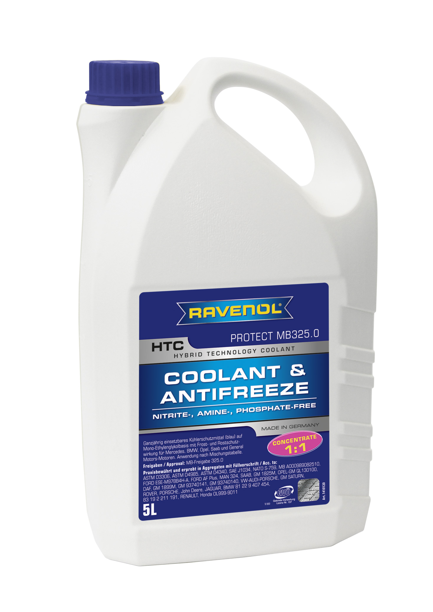 Купить запчасть RAVENOL - 4014835755659 Антифриз концентрат синий HTC Hybrid Techn.Coolant Concent-exclusiv ( 5л)