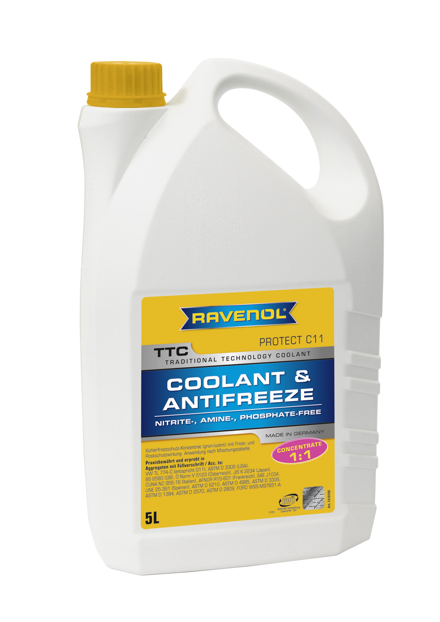 Купить запчасть RAVENOL - 4014835755253 Антифриз концентрат жёлтый TTC Traditional Technology Coolant Concent ( 5л)